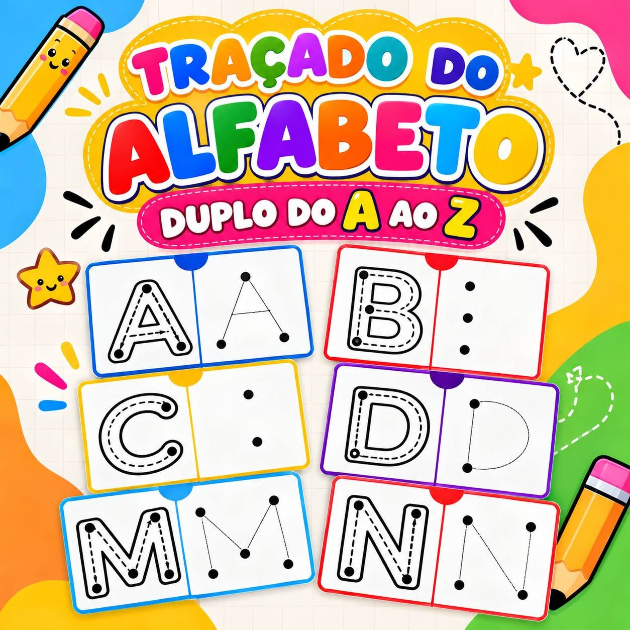 TRAÇADO DO ALFABETO DUPLO DO A a Z